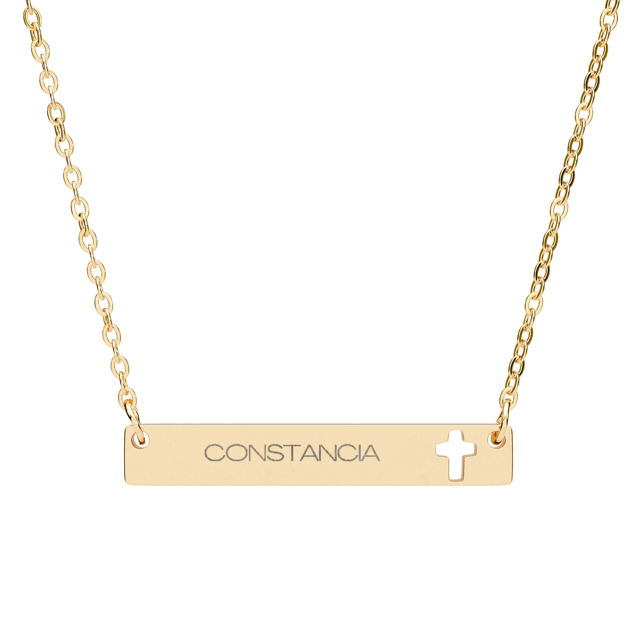 Cutout Cross Bar Necklace (Engraving)