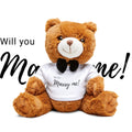 Brown Plush Teddy Bear with Bow Tie & 'Marry me' T-Shirt