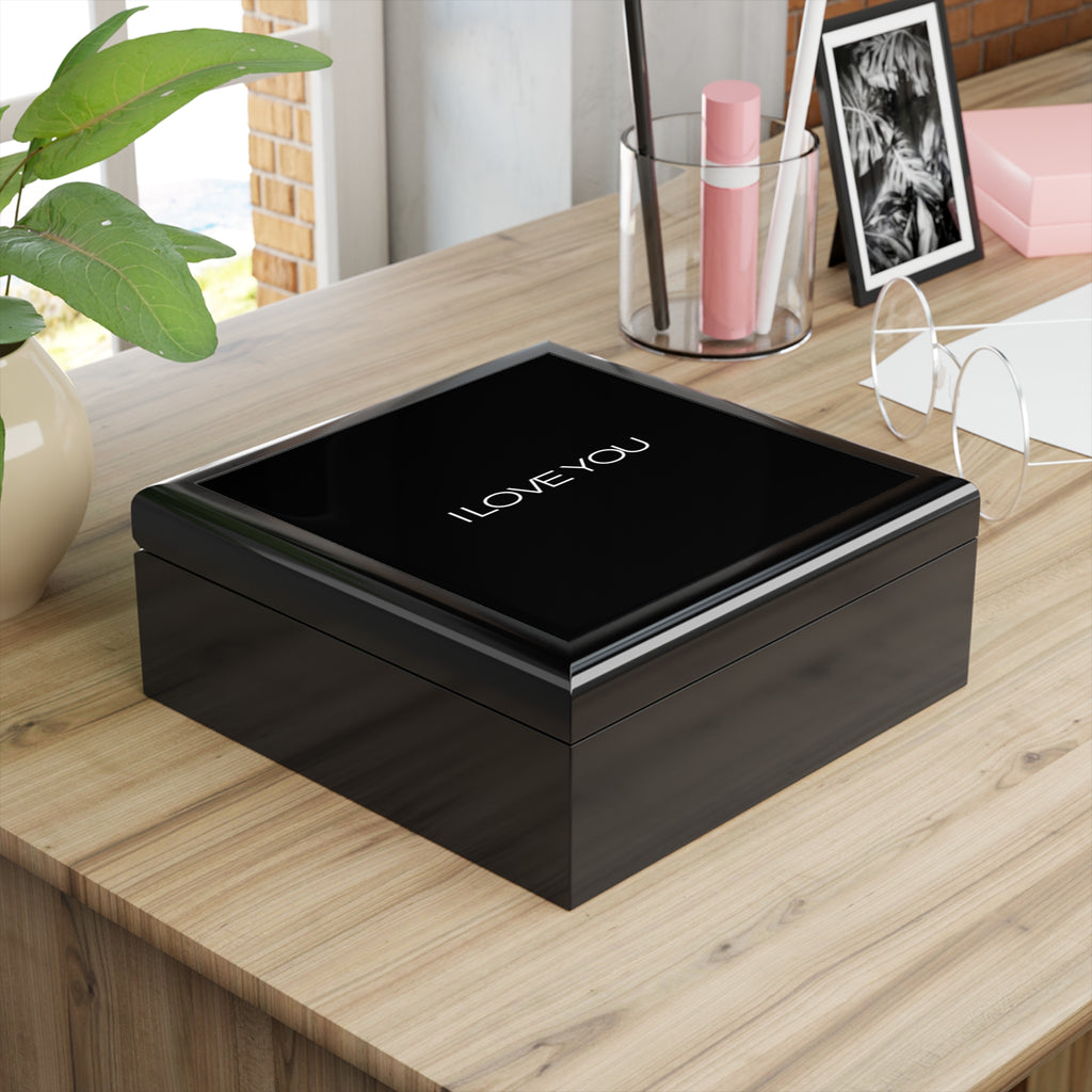 I Love You Black Lacquer Jewelry Box — Romantic Keepsake Gift