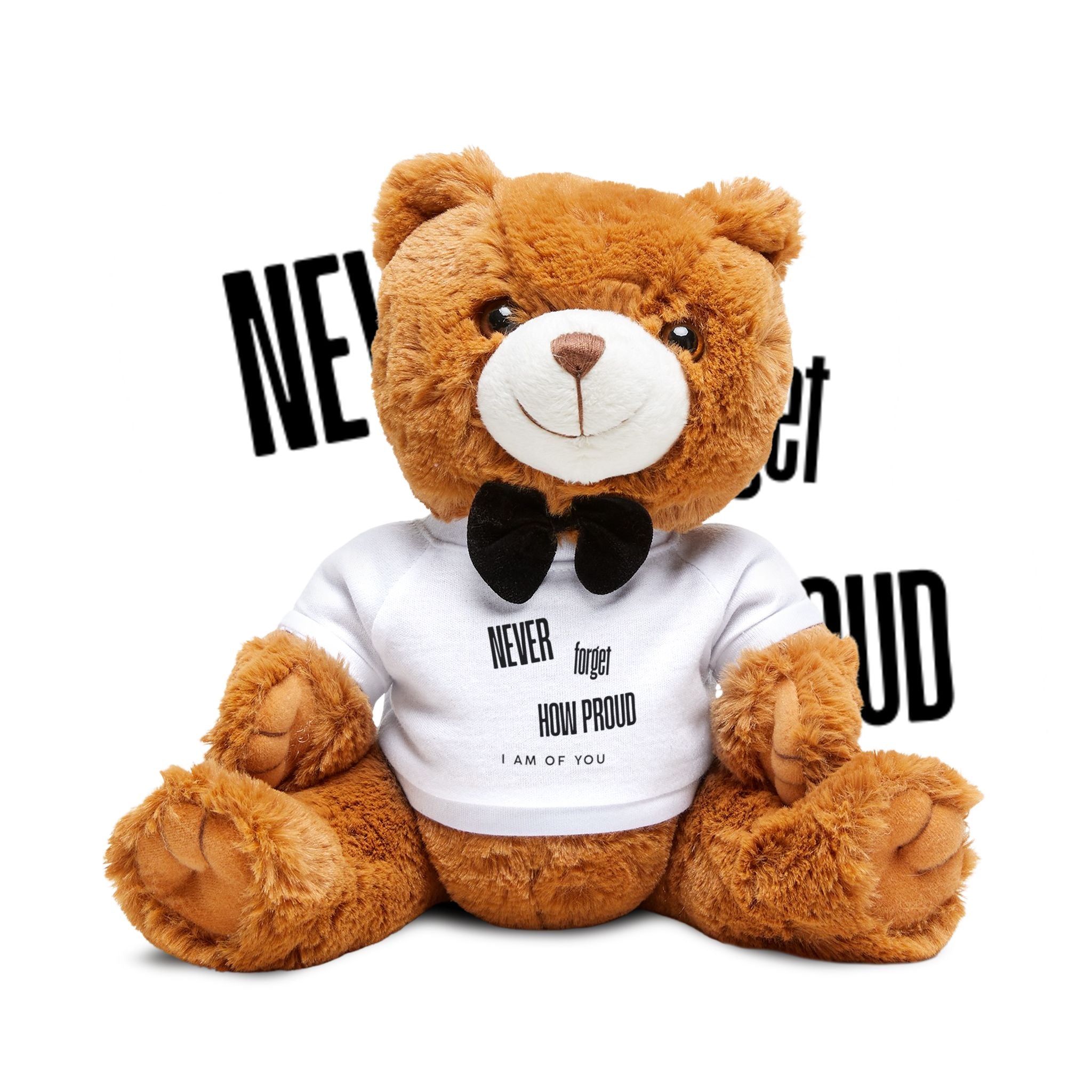 Brown Plush Teddy Bear with Bow Tie & 'NEVER FORGET HOW PROUD I'M OF YOU' T-Shirt