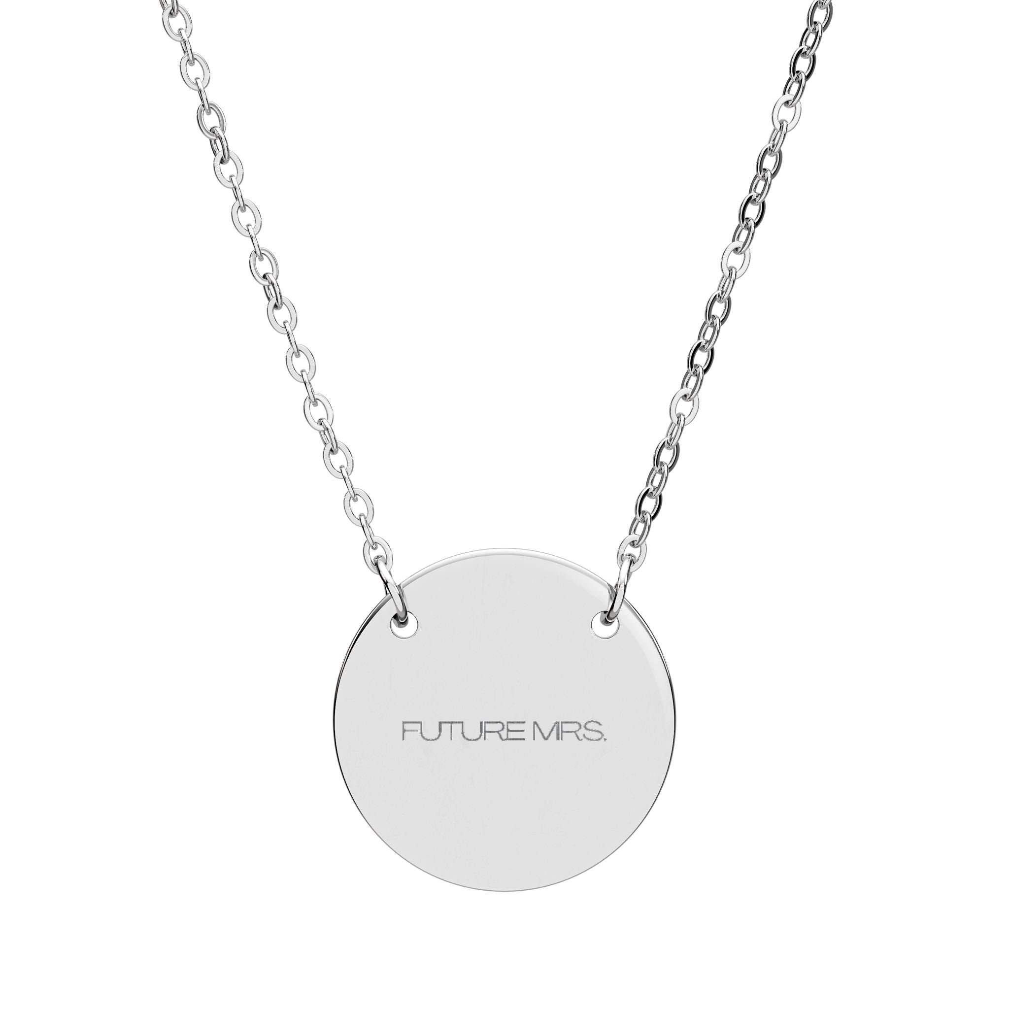 Engraved Round Disk Necklace, Circle Pendant Necklace | Personalized Engraving