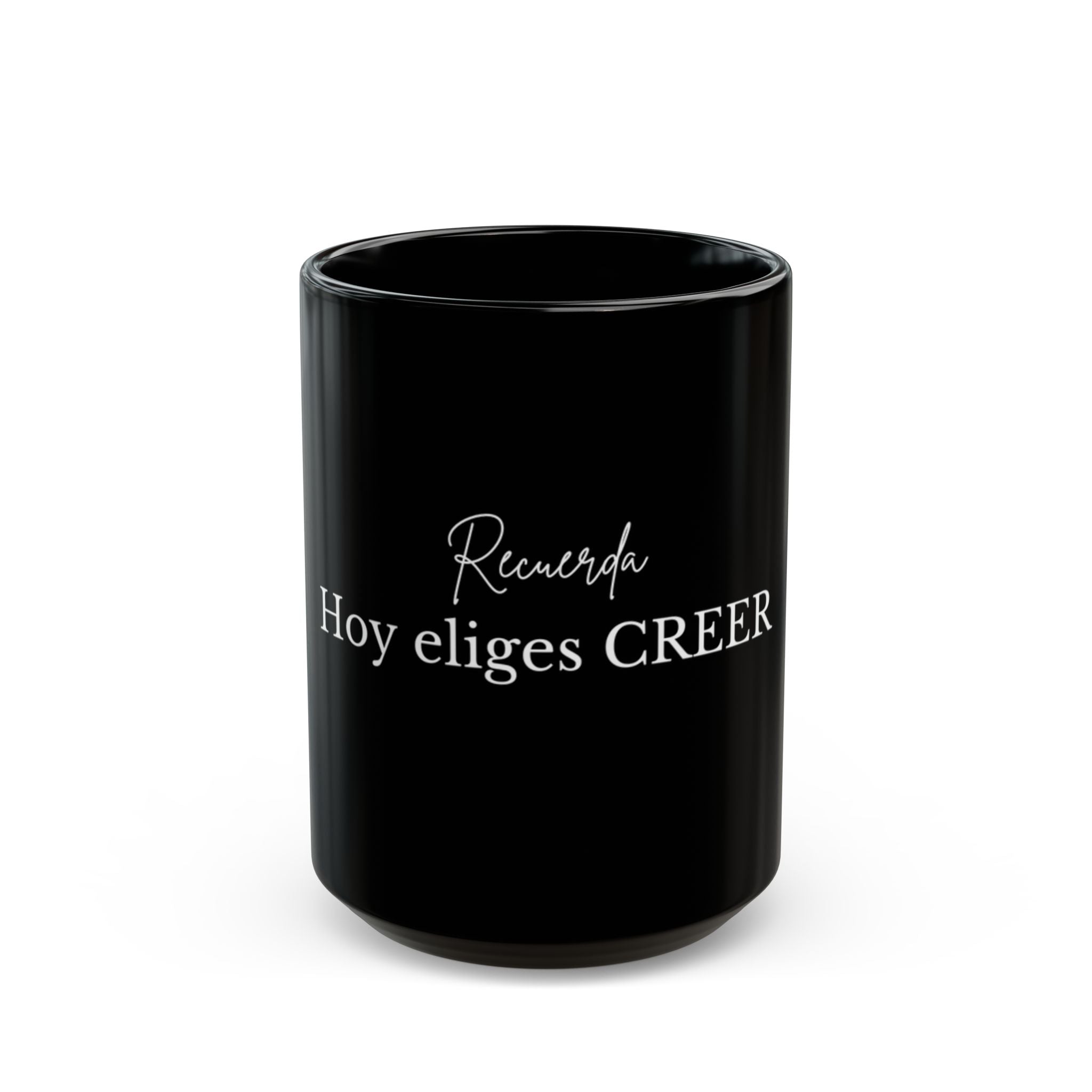 Hoy eliges CREER Mug | Black ceramic inspirational coffee cup