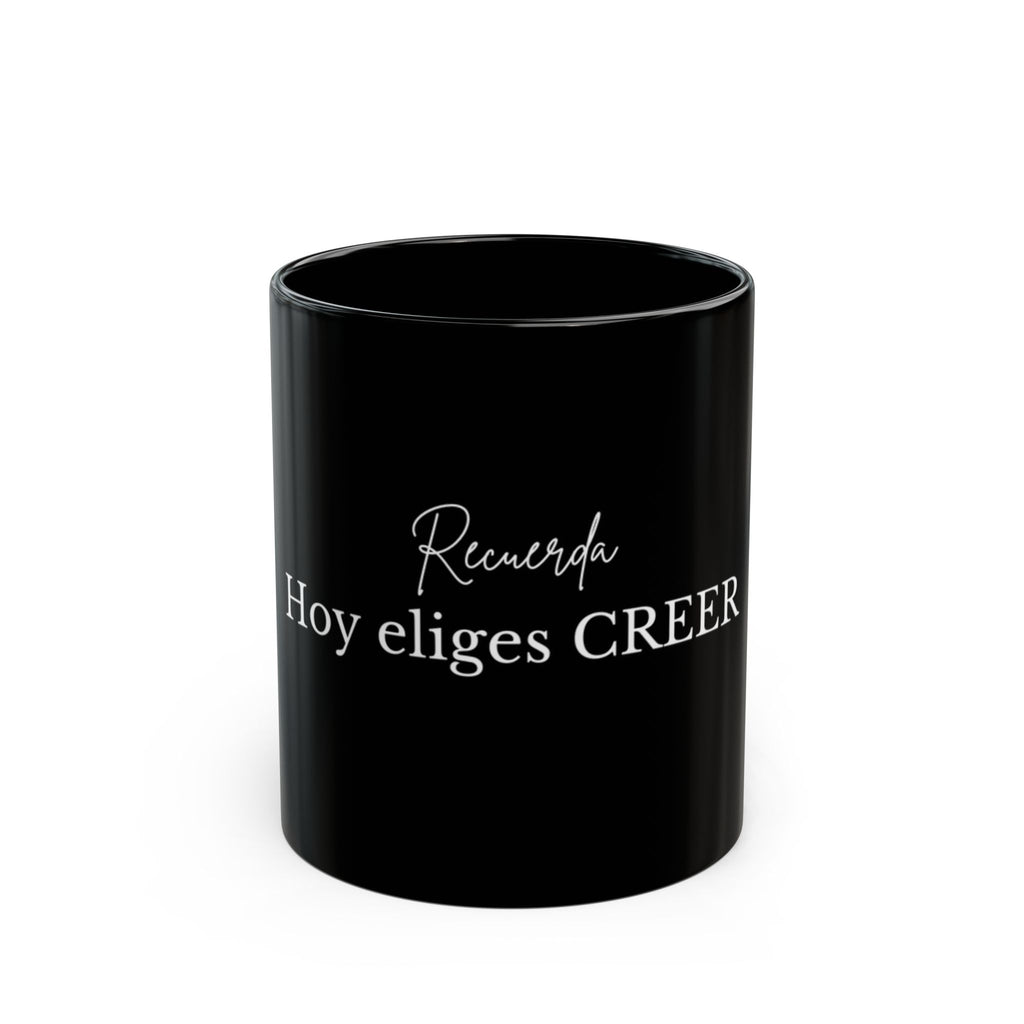 Hoy eliges CREER Mug | Black ceramic inspirational coffee cup