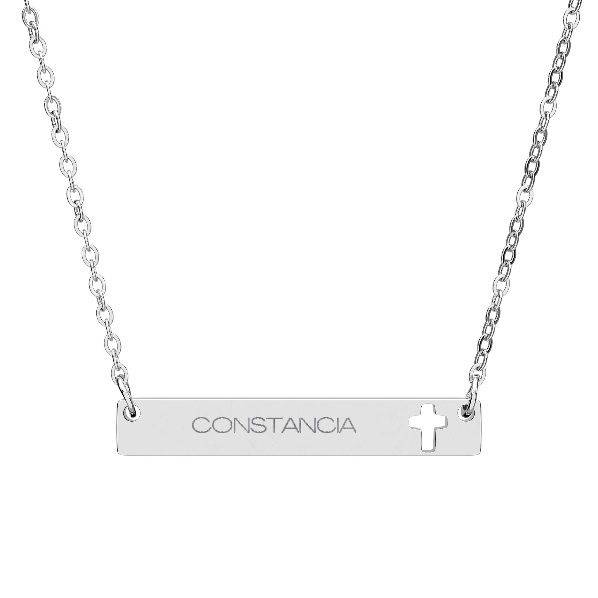 Cutout Cross Bar Necklace (Engraving)