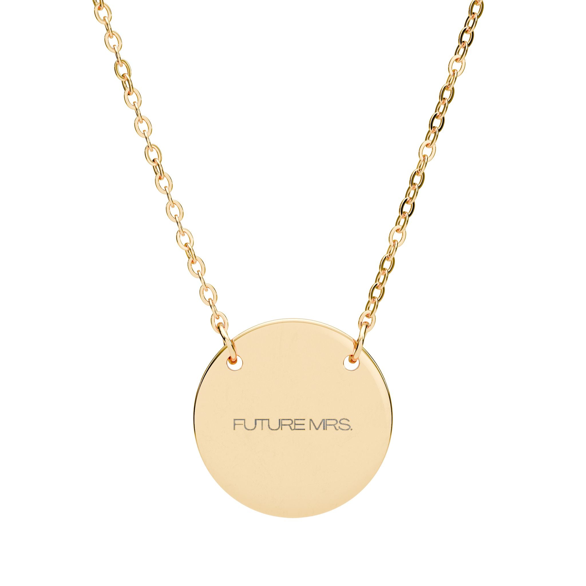 Engraved Round Disk Necklace, Circle Pendant Necklace | Personalized Engraving