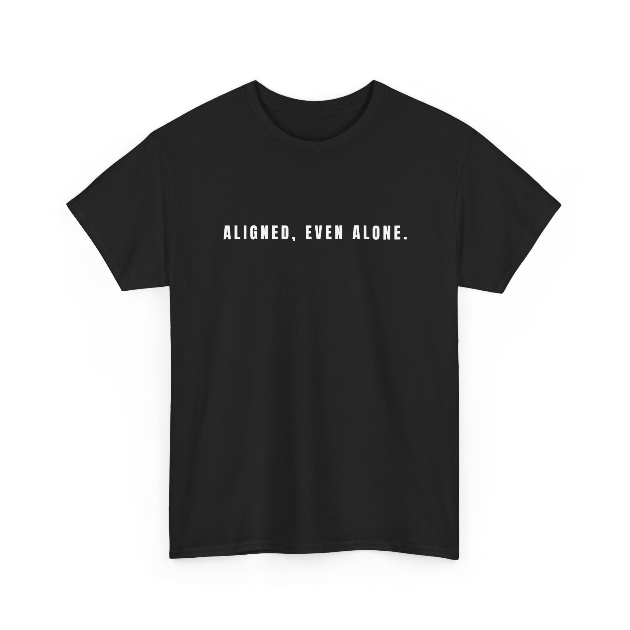 T‑Shirt — “Aligned, even at 9%” Minimal Inspirational Graphic Tee