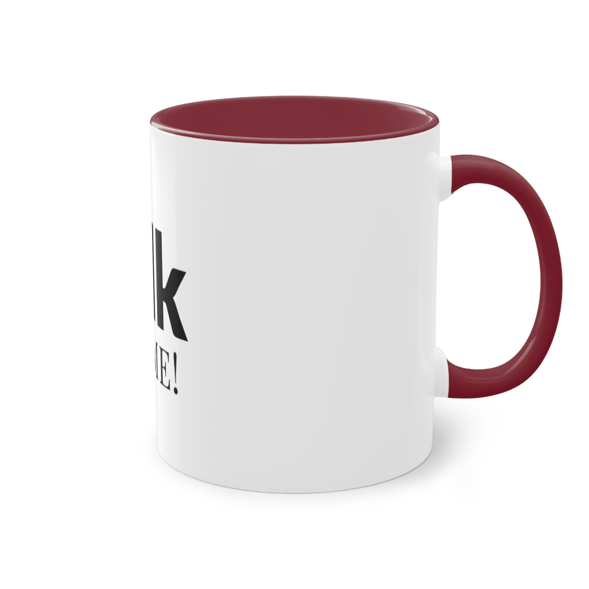 Talk To Me! Two-Tone Coffee Mug – 11oz Bold Typography Conversation Starter