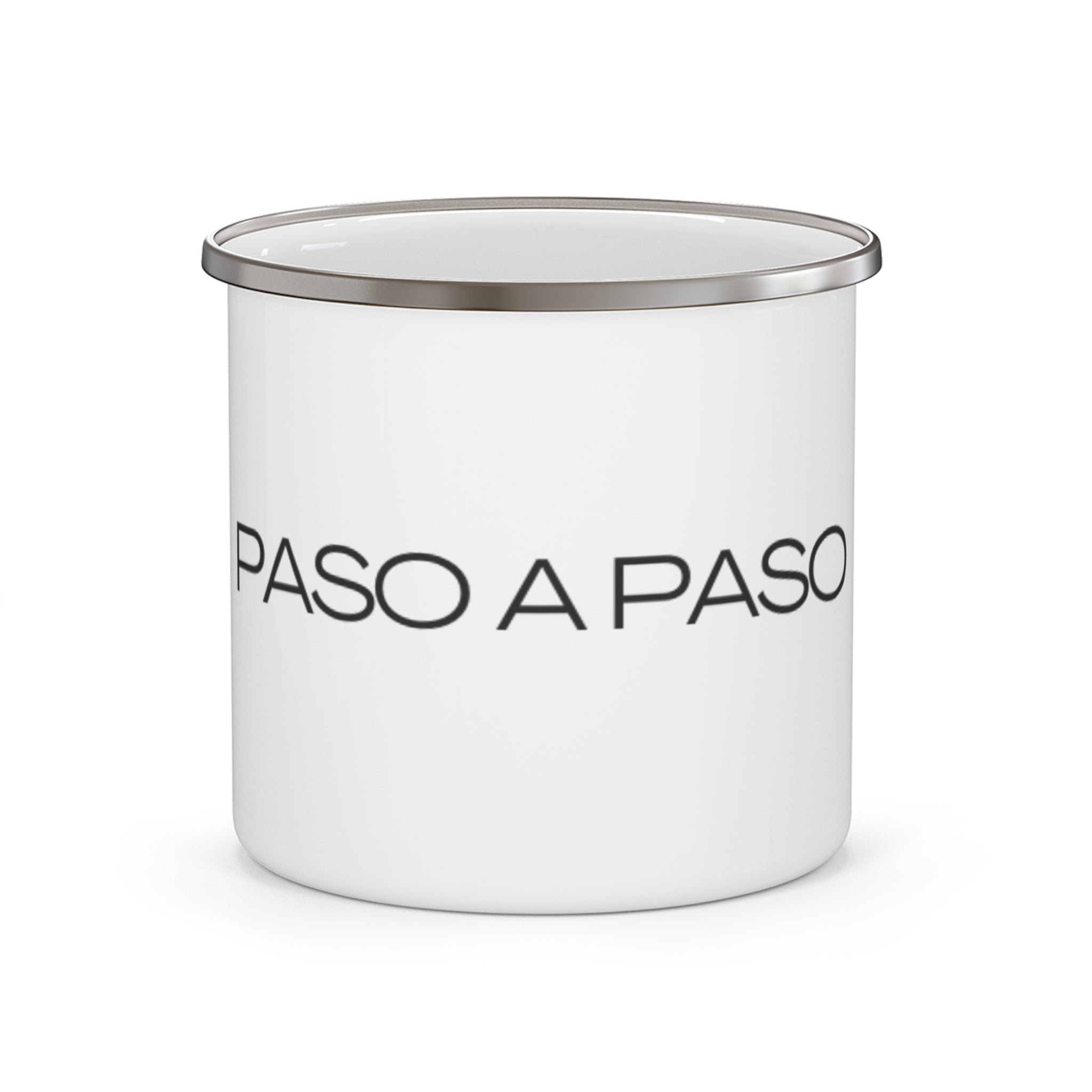 Paso a Paso Enamel Camping Mug | Spanish Phrase Minimalist Camper Cup